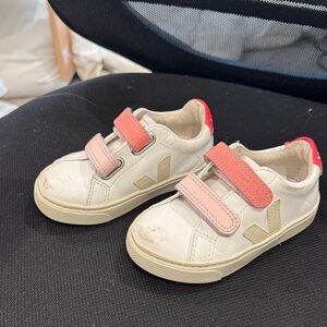 Veja Kids' Cream and Pink Sneakers